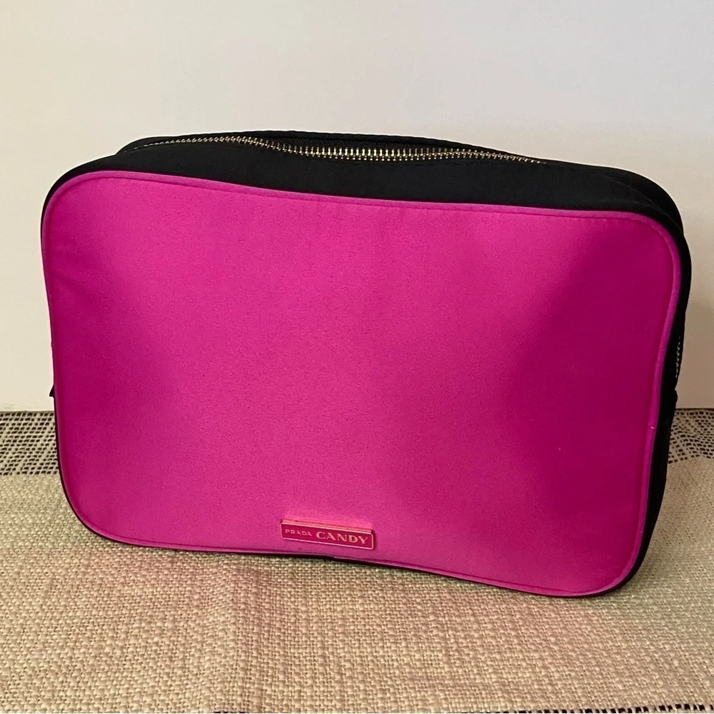 PRADA / Candy Pink & Black Cosmetic Bag